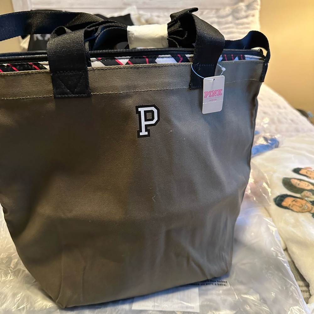 PINK Victoria's Secret Green and Black Duffel Bag